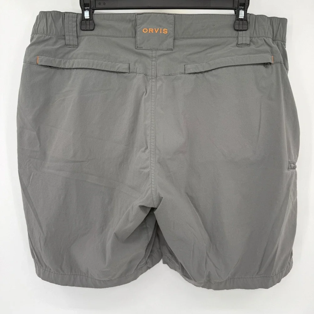 Orvis Shorts Mens Large Gray Tech Cargo 296764 Stretch Hiking Fishing Outdoor